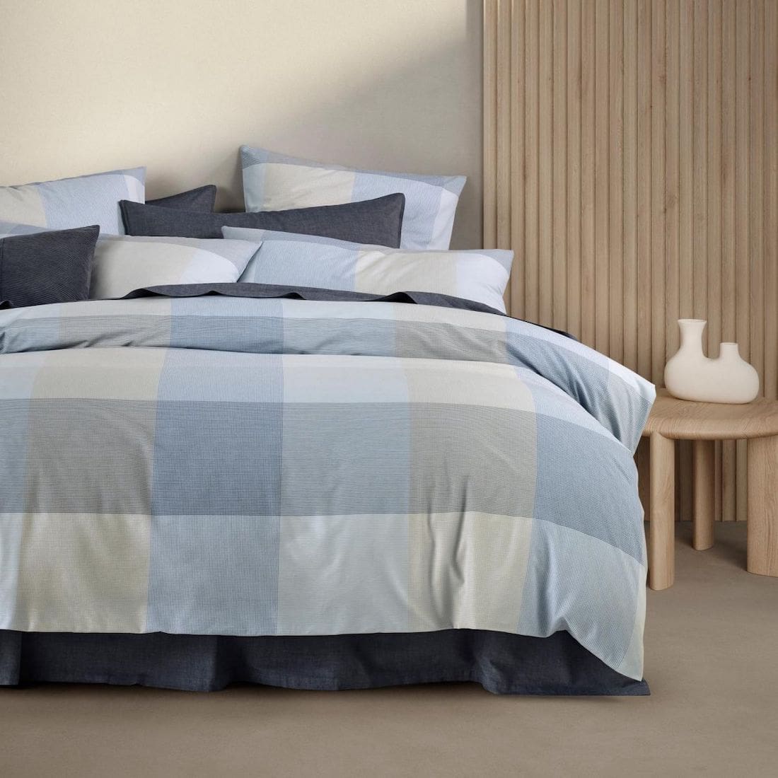 blue gingham bedding