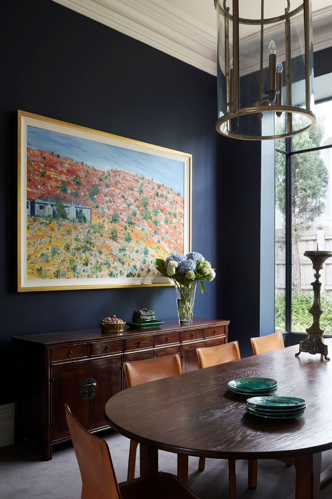 Navy painted dining room walls
