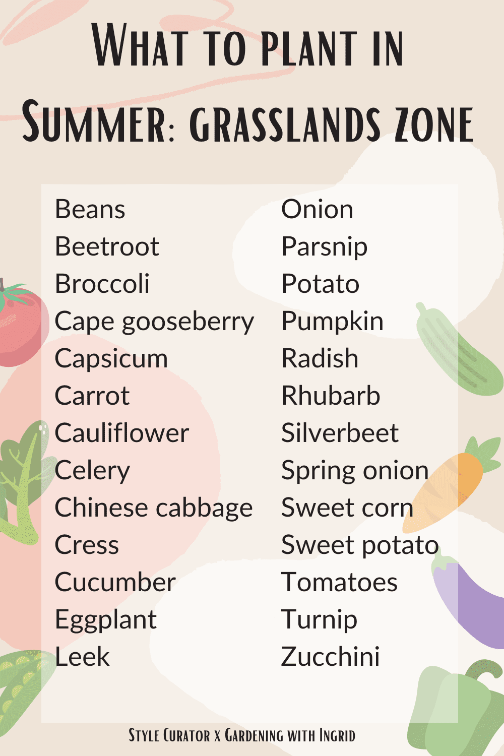 What to plant in Australia in Summer - grasslands zone
