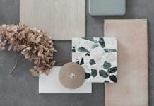 Materials palette mood board flatlay