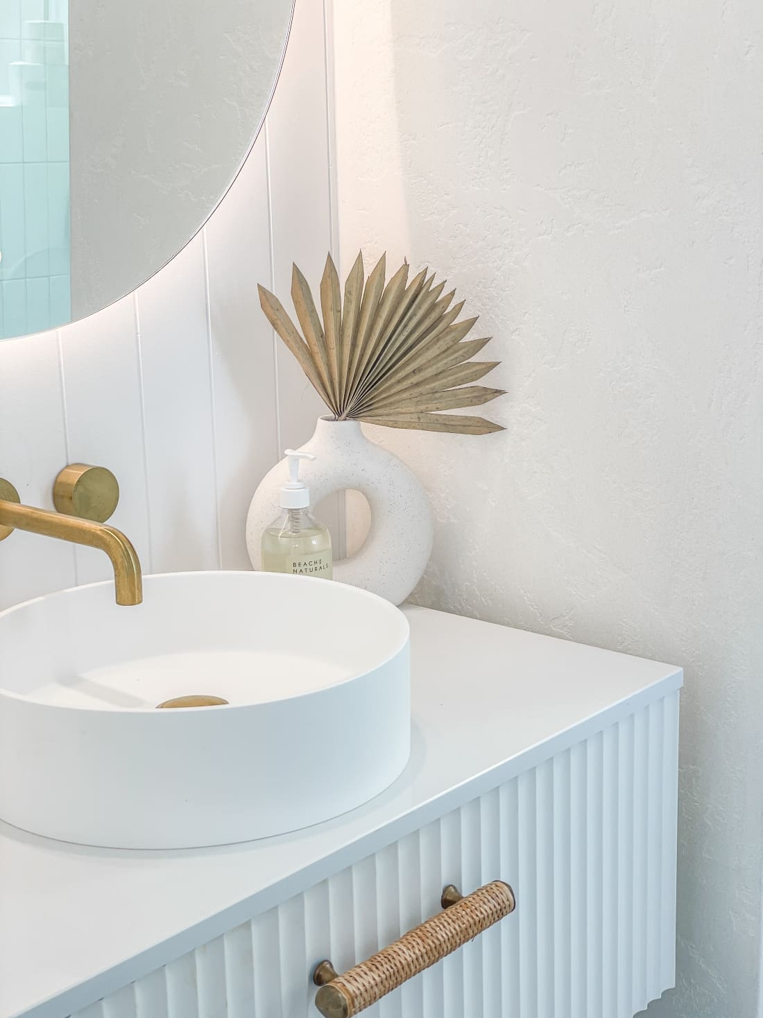 White vanity and sink