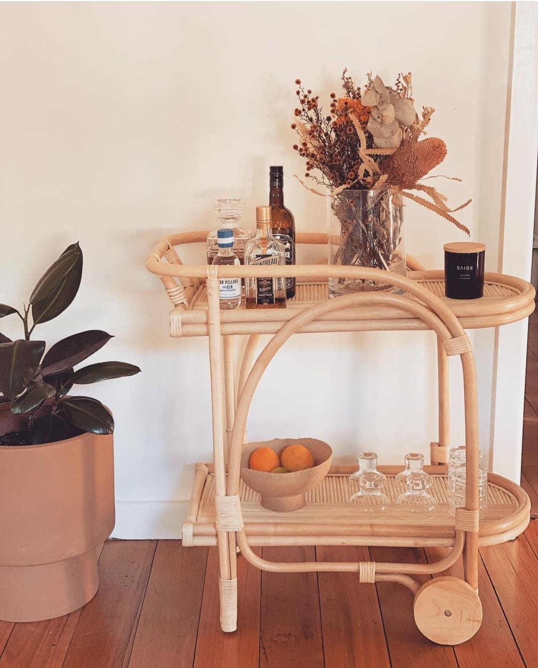 Bar cart corner styling