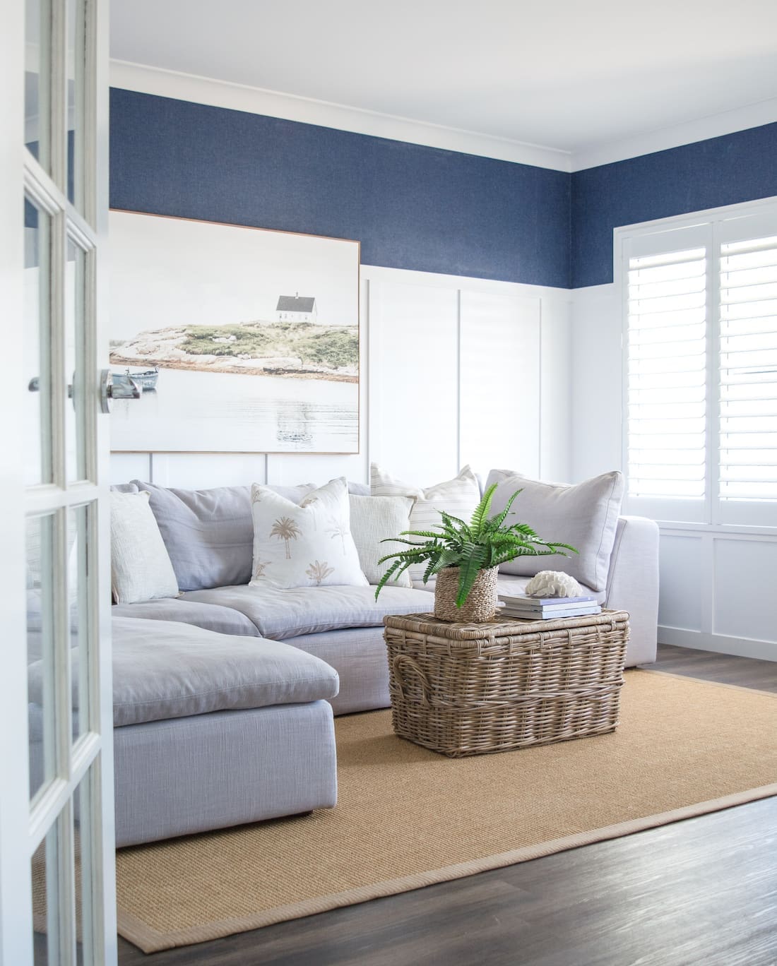 Blue entertaining room