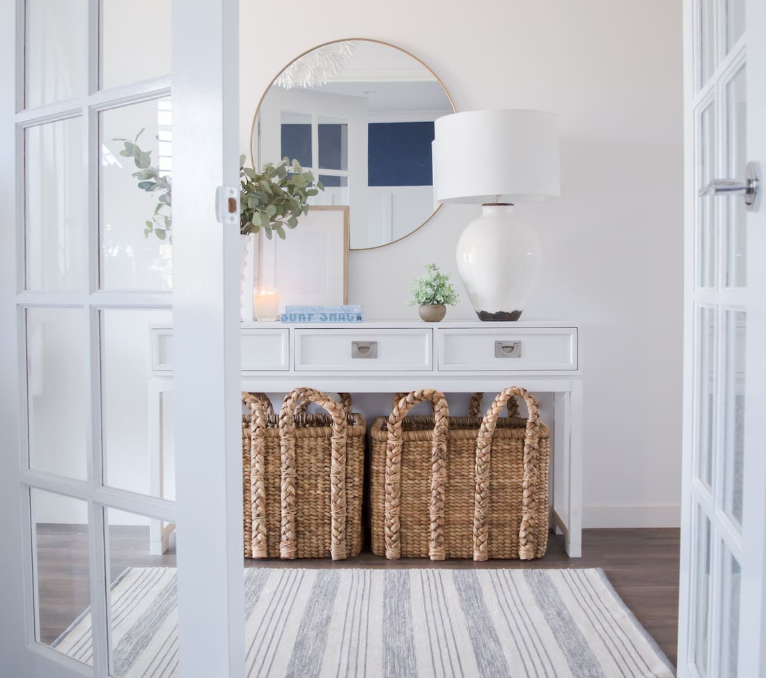 White hallway console