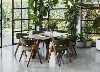 Sustainable home decorating ideas green dining setting