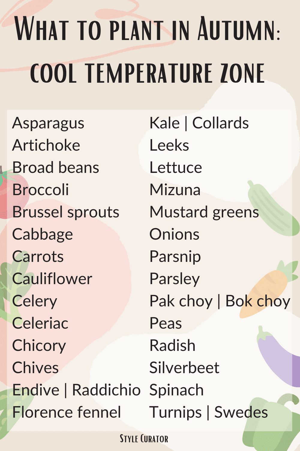 What to plant in Autumn in Australia - cool temperature