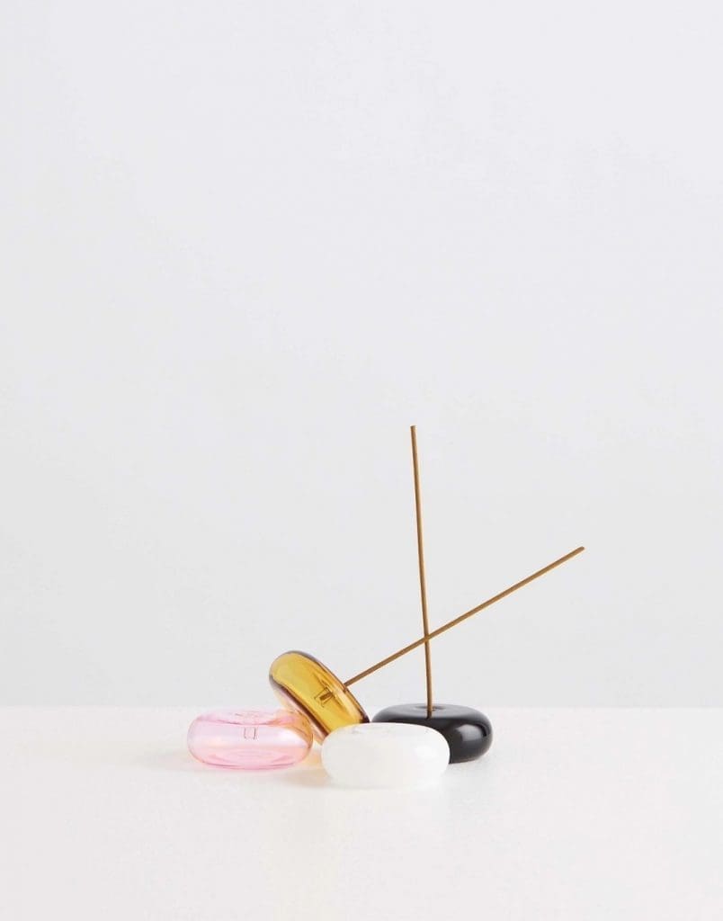 Collection handblown glass incense holders