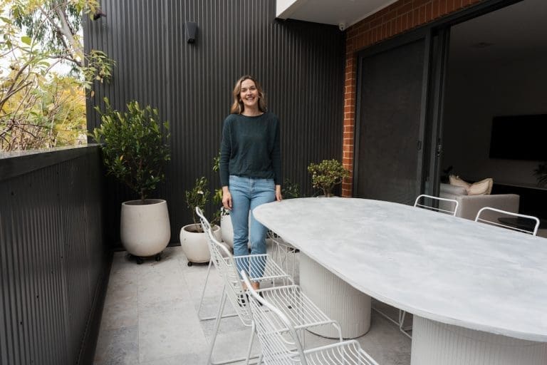 Gina with finished outdoor table