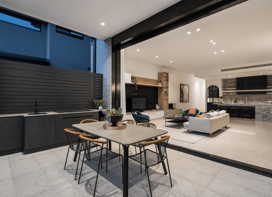 Outdoor entertaining space opening to main living