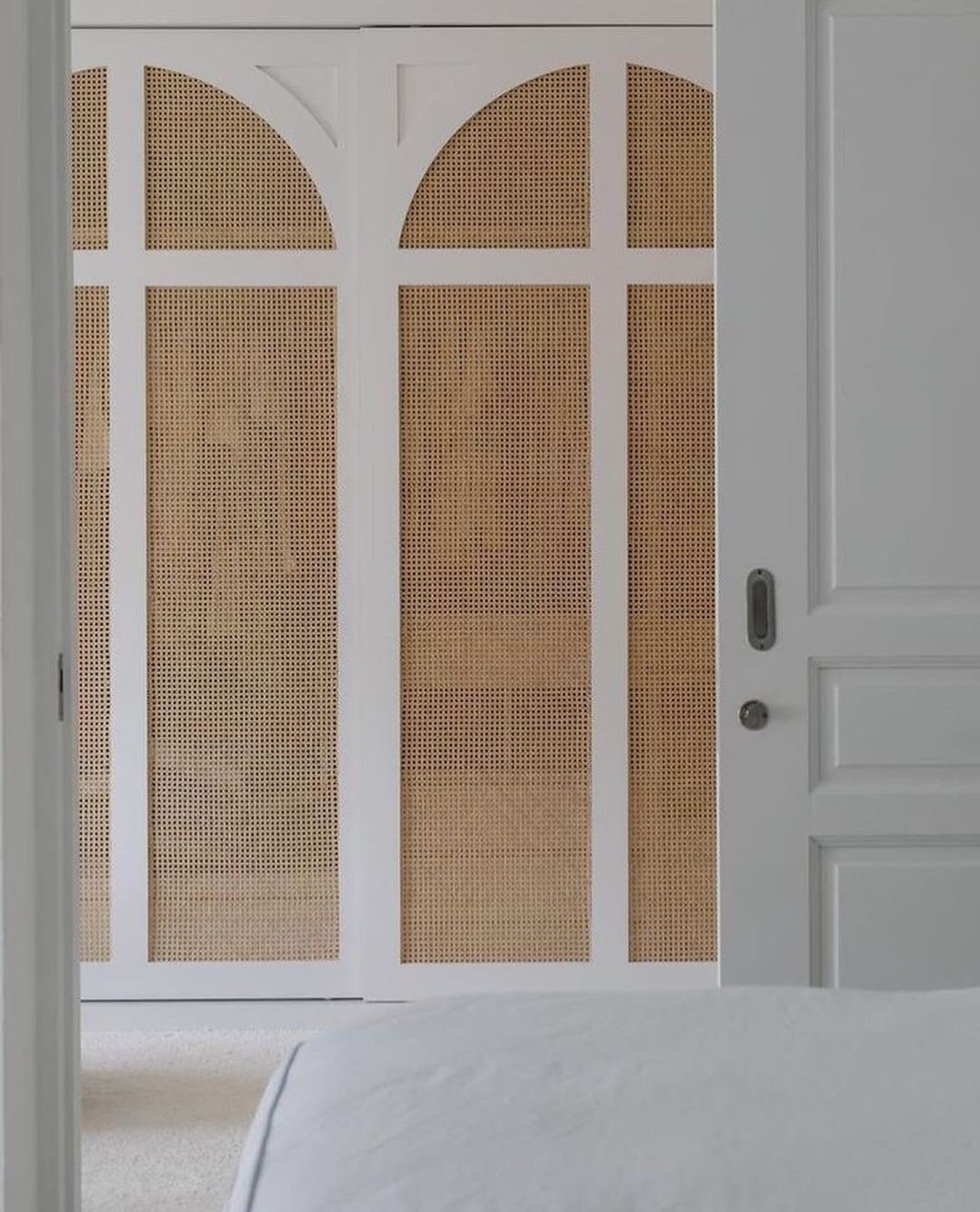 Arch rattan closet doors