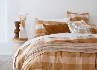 orange gingham bedding