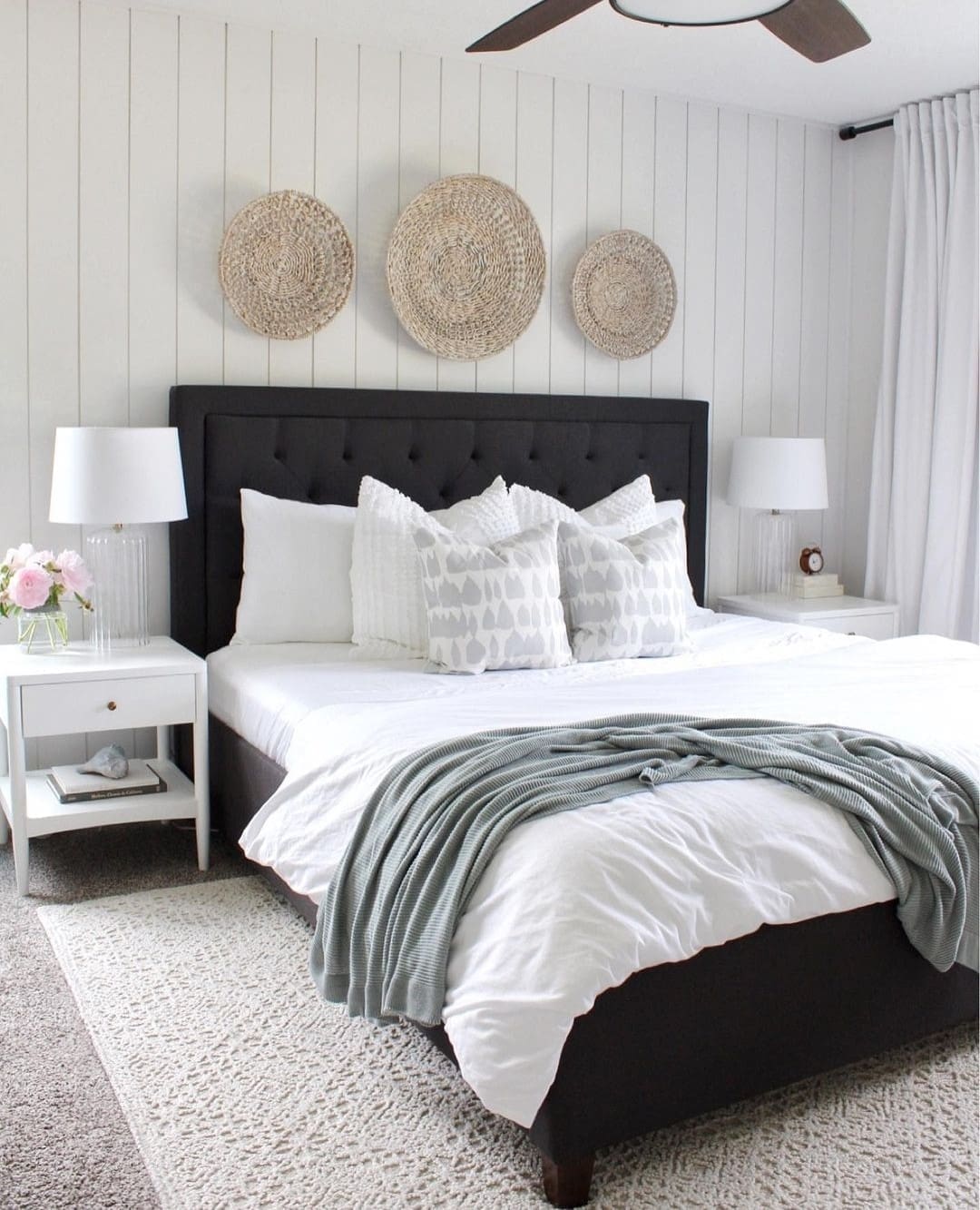 white bedroom styling _ King bed cushion styling