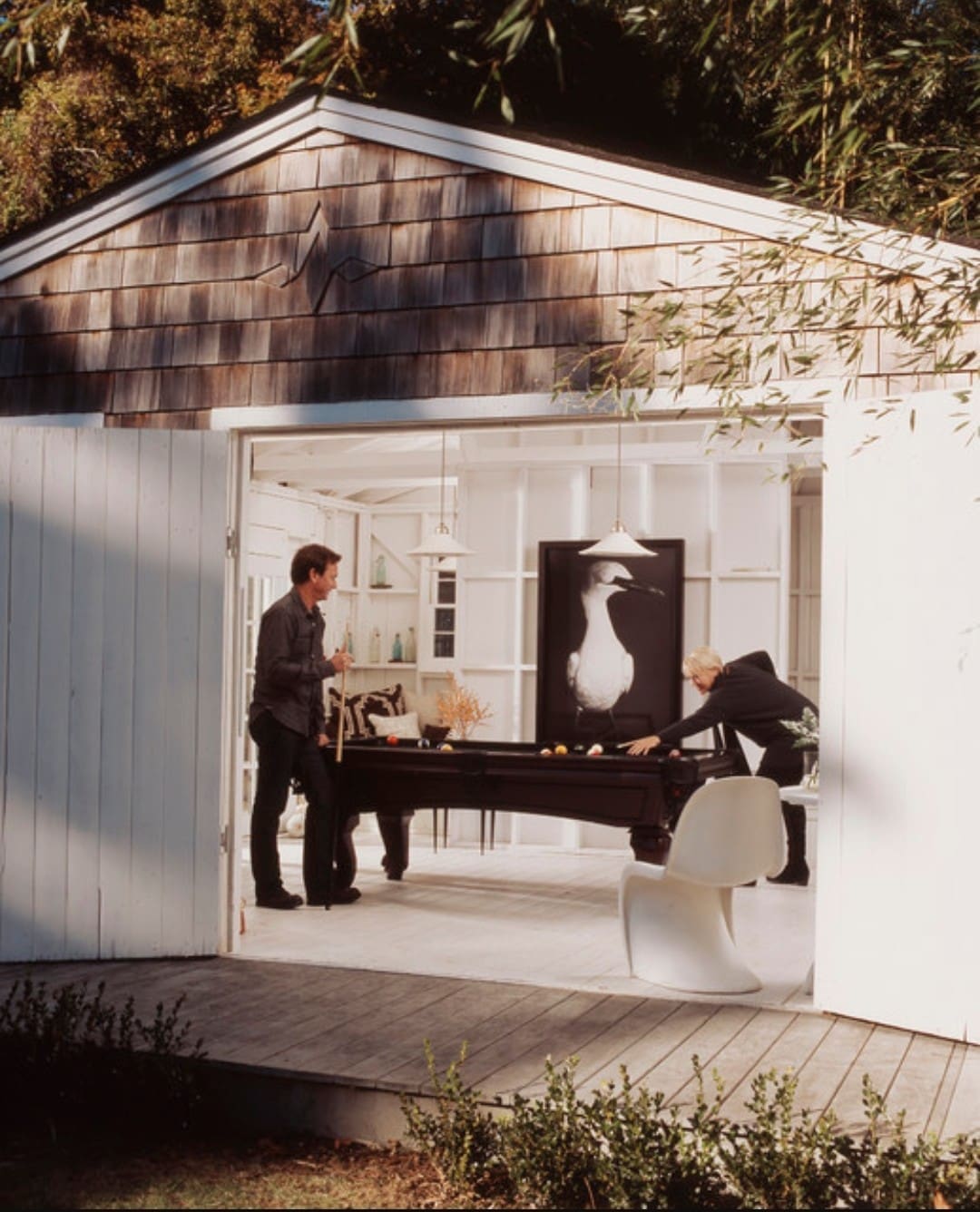 Man cave shed with pool table