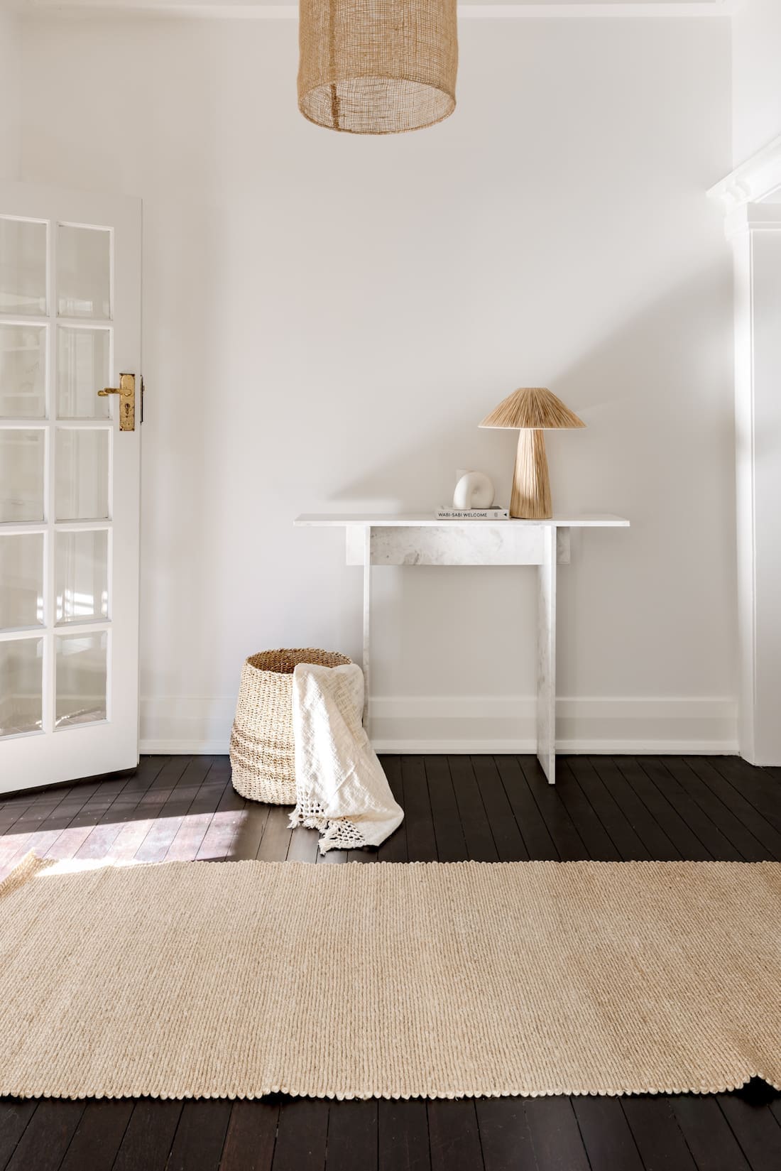 Console hall table at entrance to home
