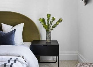 Olive green arch bedhead
