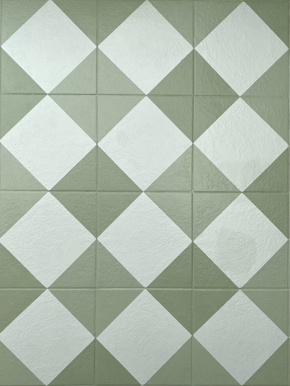 green checkerboard floor