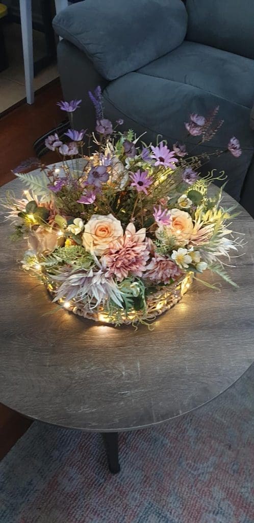 Faux flower centrepiece DIY Kmart