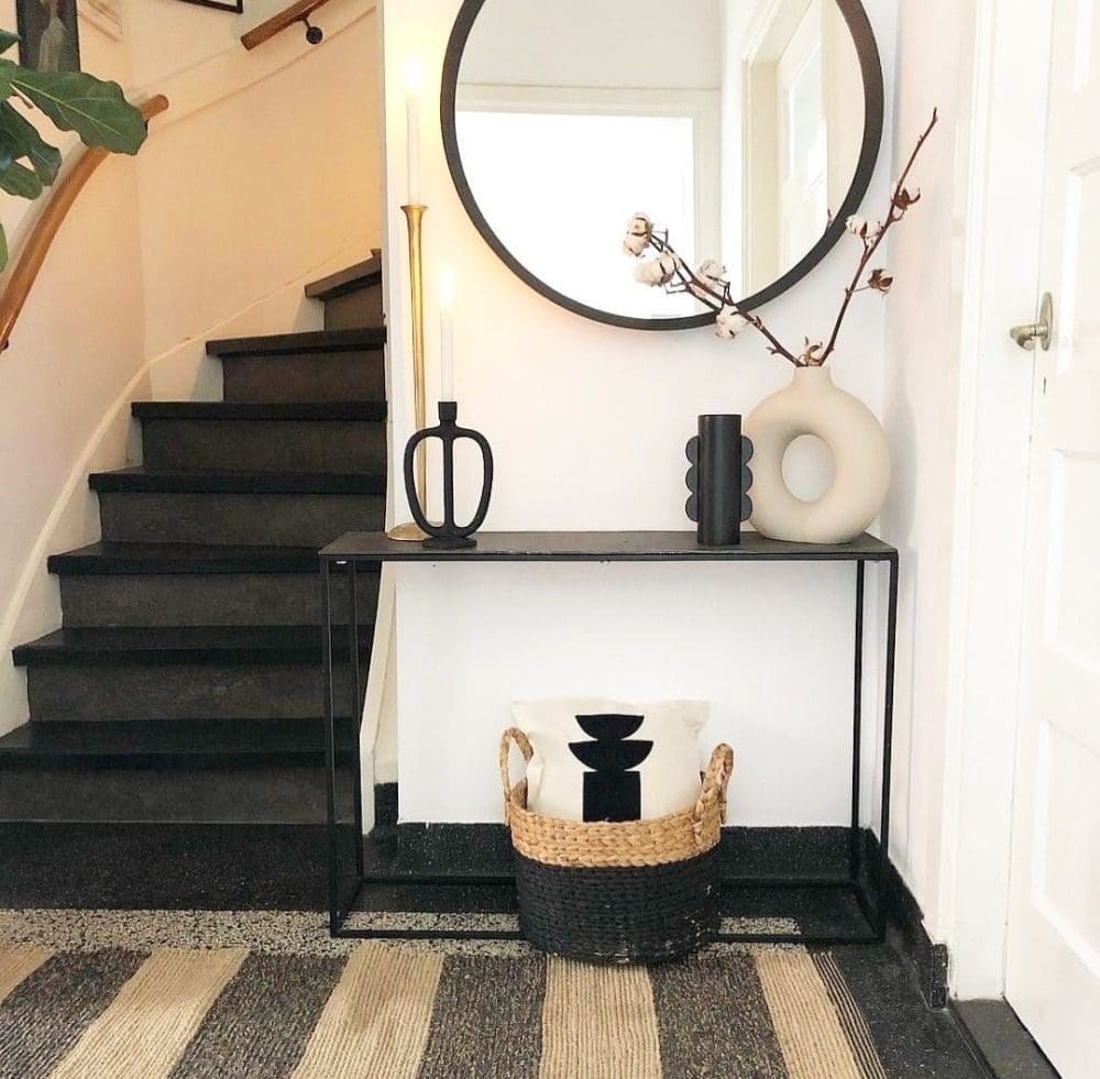 Black and white interior hallway styling