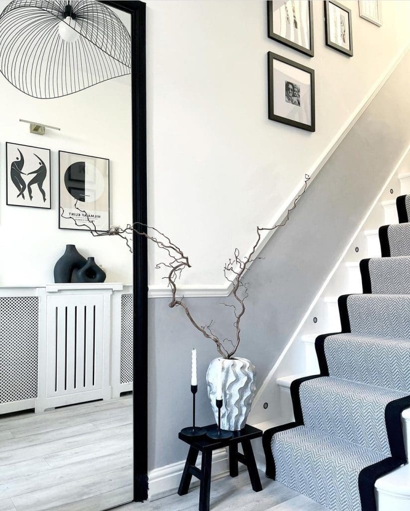 Black and white hallway