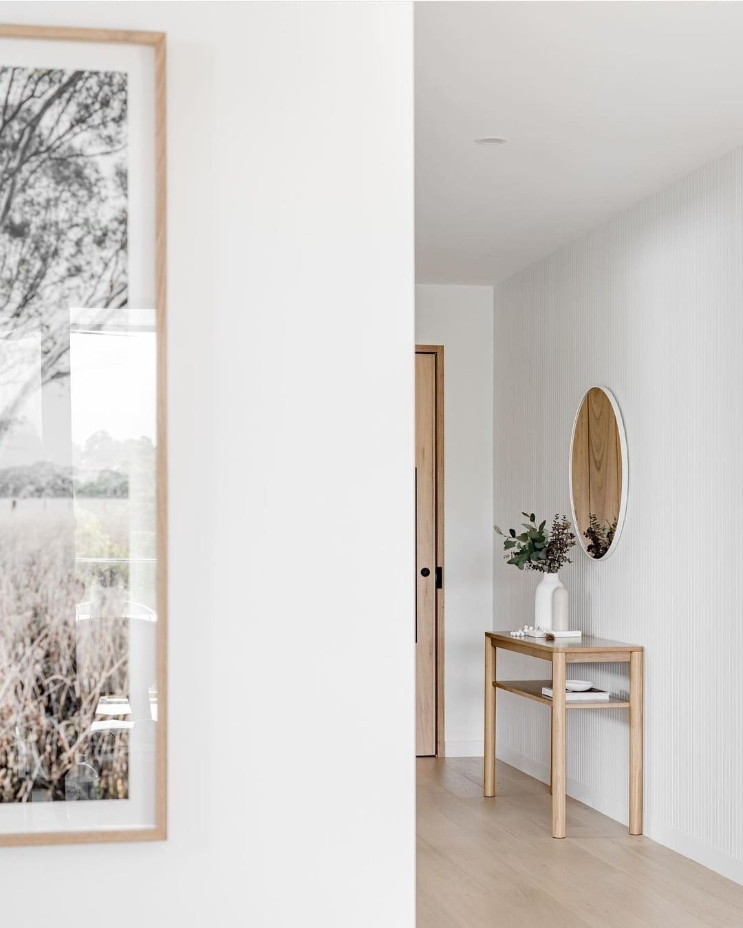 Neutral minimalist hallway styling