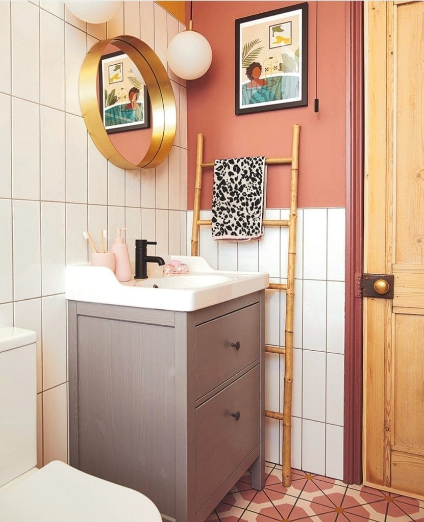 bright terracotta bathroom