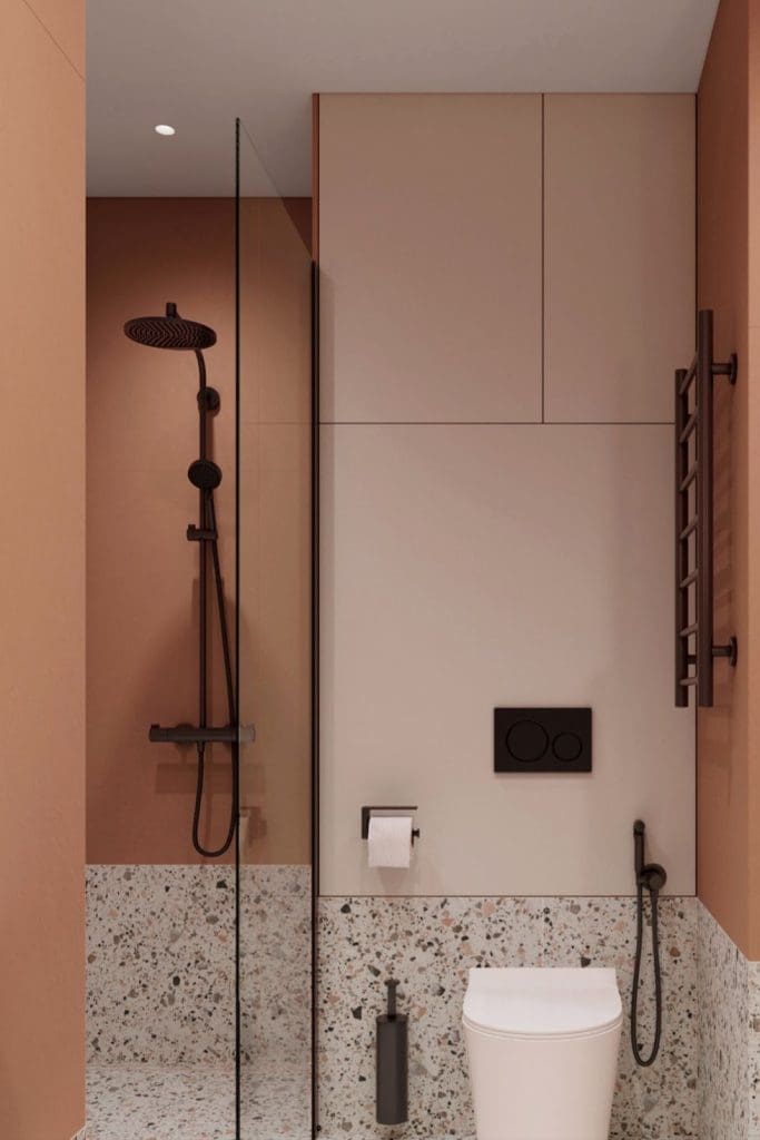 terracotta terrazzo bathroom