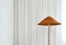 Floor lamp in bedroom