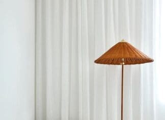 Floor lamp in bedroom