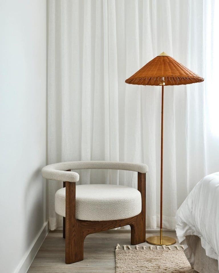 Floor lamp in bedroom