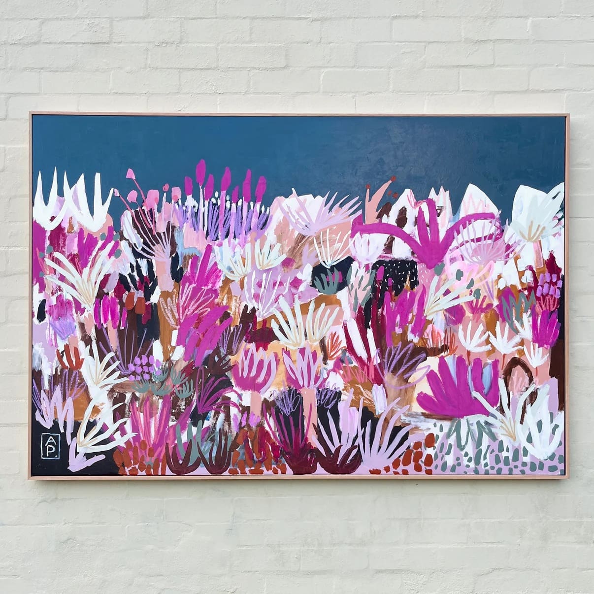 Colourful rainbow abstract artwork called Wildflower Four by Anna Price
