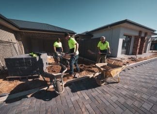 Earth work to prepare an area for paving