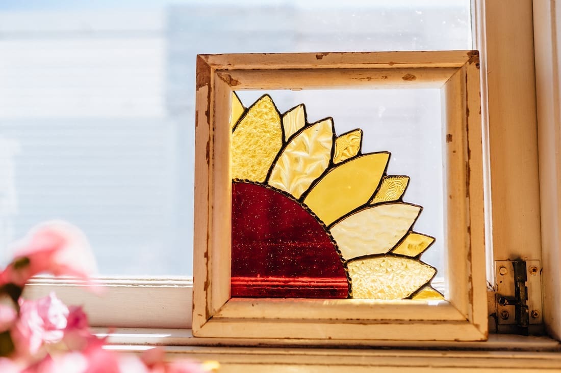 Stained glass sunflower art