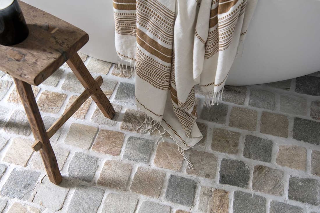 Cobblestone bathroom floor