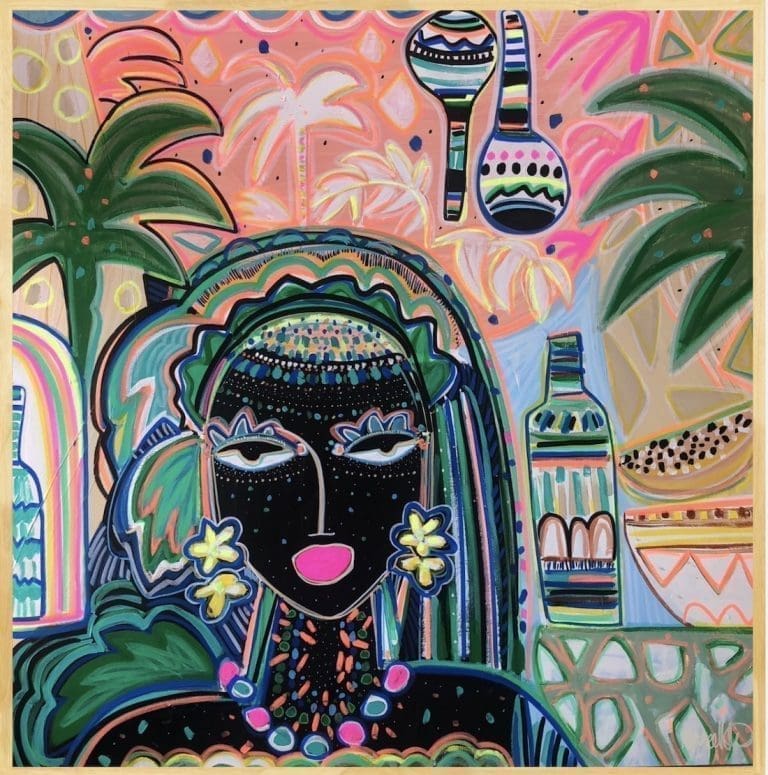 Maree Nic Art black bright pink artwork