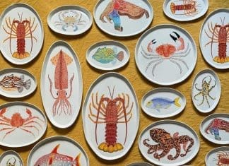 Various sea creature platters from Casa Adams Fine Wares