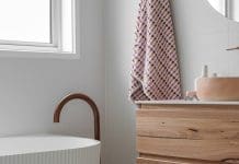 Terrazzo floor in bathroom