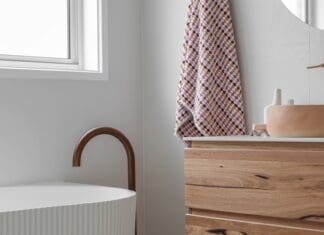 Terrazzo floor in bathroom