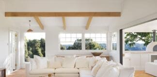 Living room opening out to outdoor area at Rocklee House