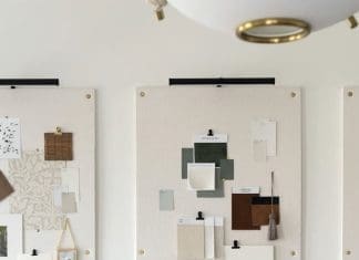 Oversized mood boards in home office