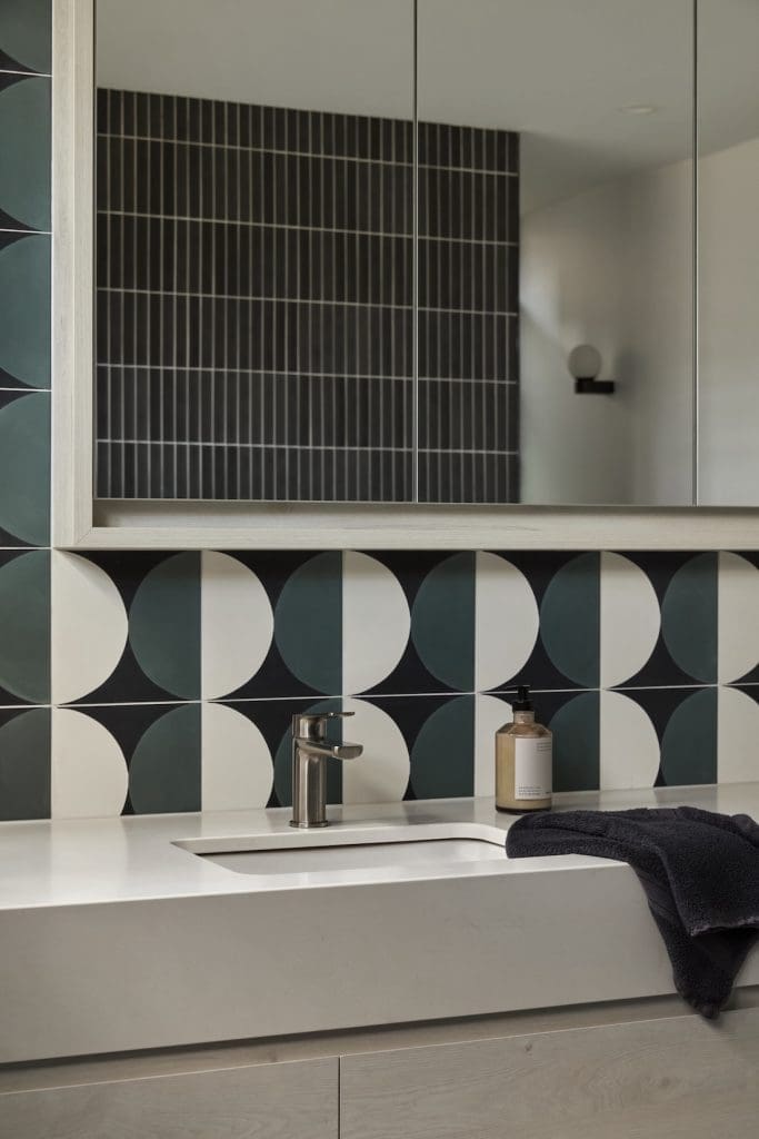 Bathroom with modern retro tiles