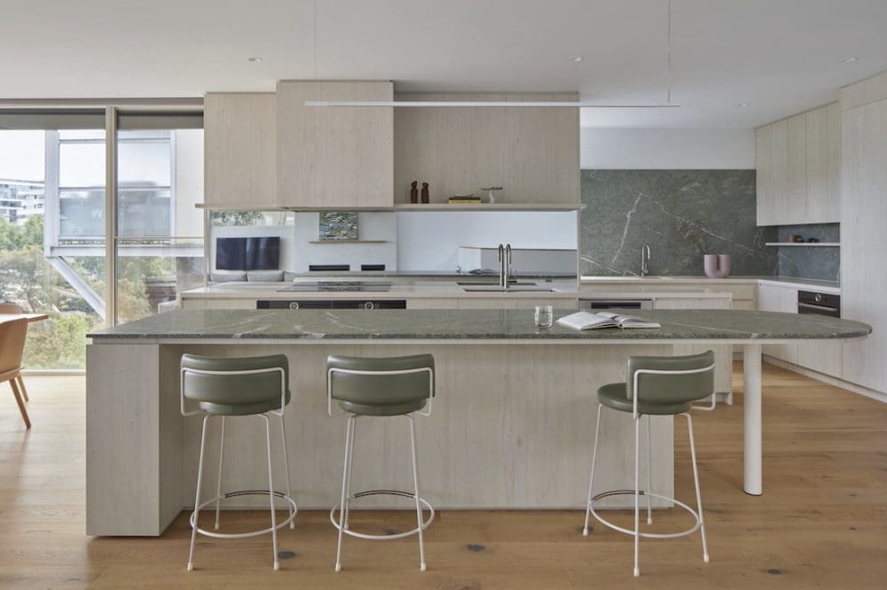 White and green modern retro kitchen