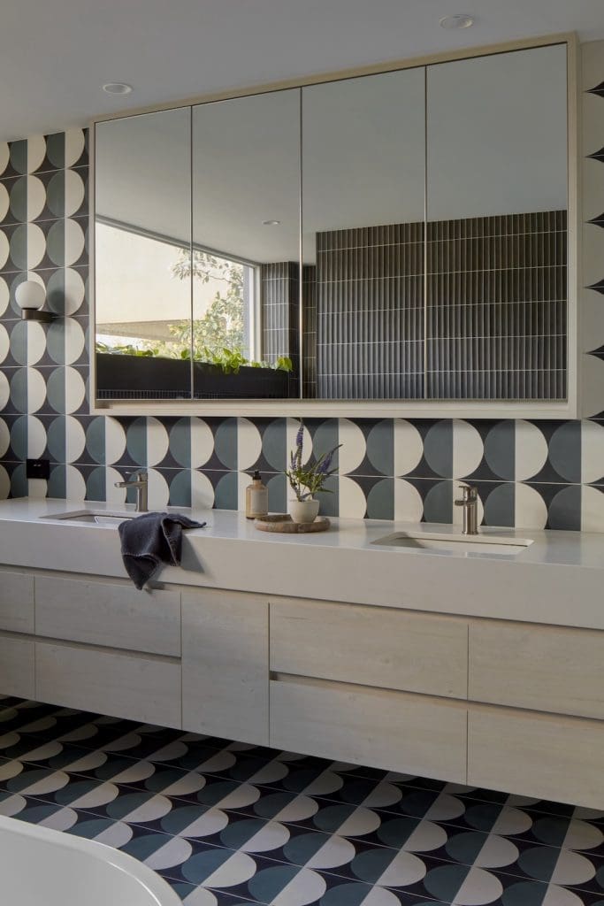 Modern retro tiled bathroom