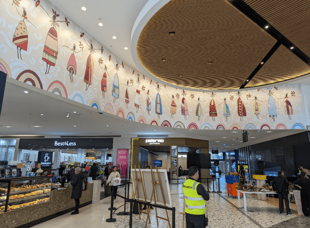 Artwork in shopping centre by Karen Lee Mungarrja