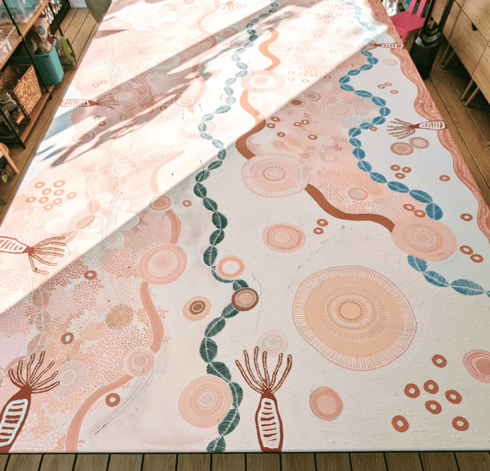 Large scale art for shopping centre by Karen Lee Mungarrja