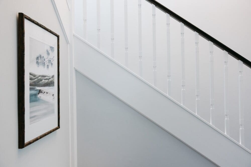 White and timber Hamptons style staircase