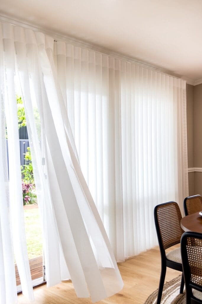 Sheer curtains in Alisa and Lysandra coastal heritage Tudor AirBnB