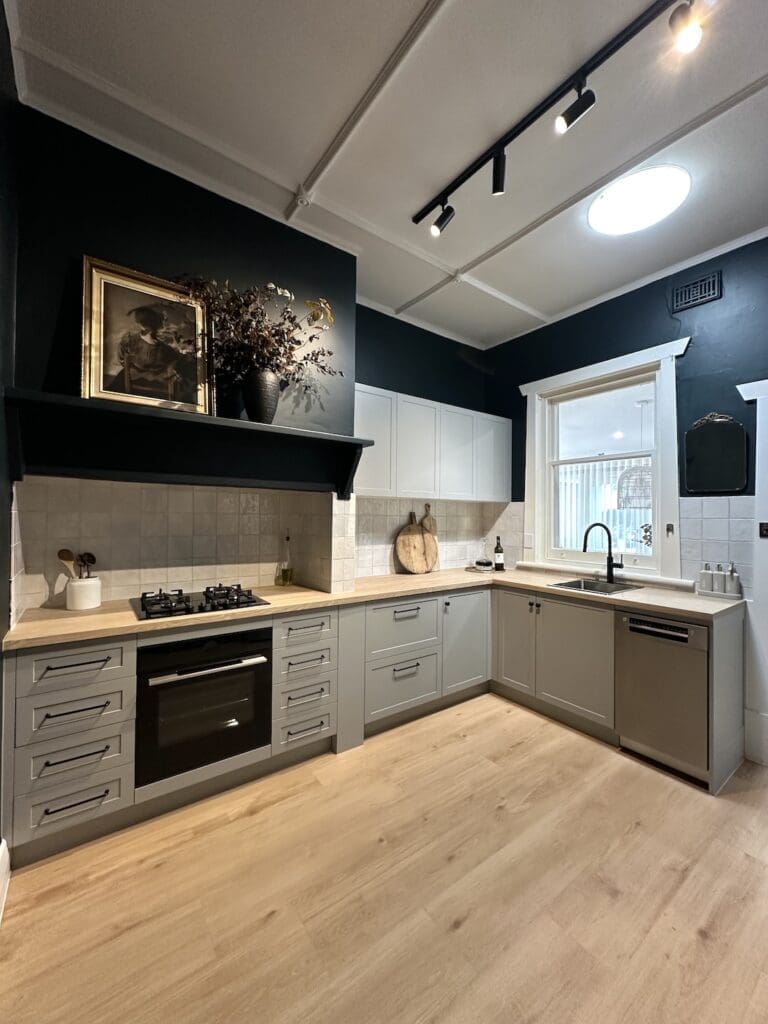Kitchen in Alisa and Lysandra coastal heritage Tudor AirBnB