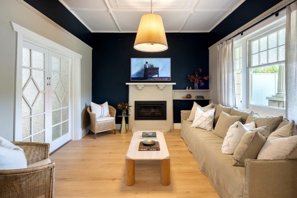 Formal living room in Alisa and Lysandra coastal heritage Tudor AirBnB