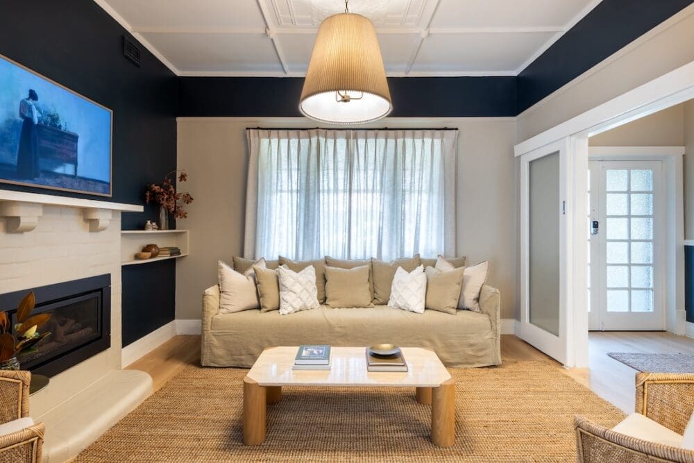 Formal living room at Alisa and Lysandra coastal heritage Tudor AirBnB