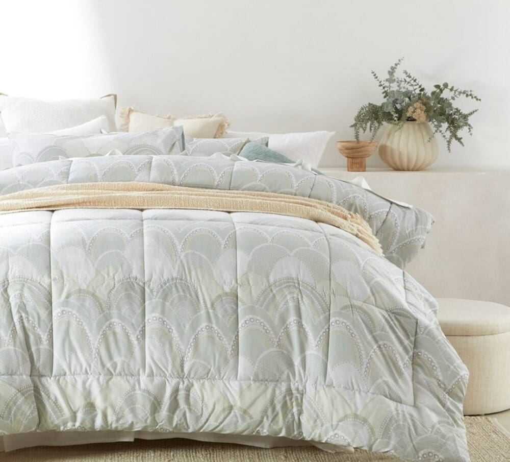 Bedspread collection collaboration between Pillow Talk and Domica Hill Indigenous artist behind By Meeka